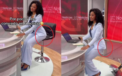 “Nos dio rostro, pierna, actitud”: presentadora se queda sin silla en vivo y se vuelve viral por cómo lo resuelve