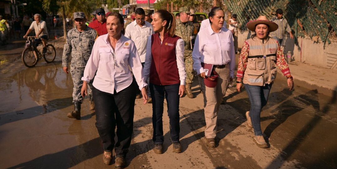 En Poza Rica y Álamo, Rocío Nahle y Claudia Sheinbaum coordinan auxilio y ayuda humanitaria para damnificados