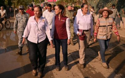 En Poza Rica y Álamo, Rocío Nahle y Claudia Sheinbaum coordinan auxilio y ayuda humanitaria para damnificados